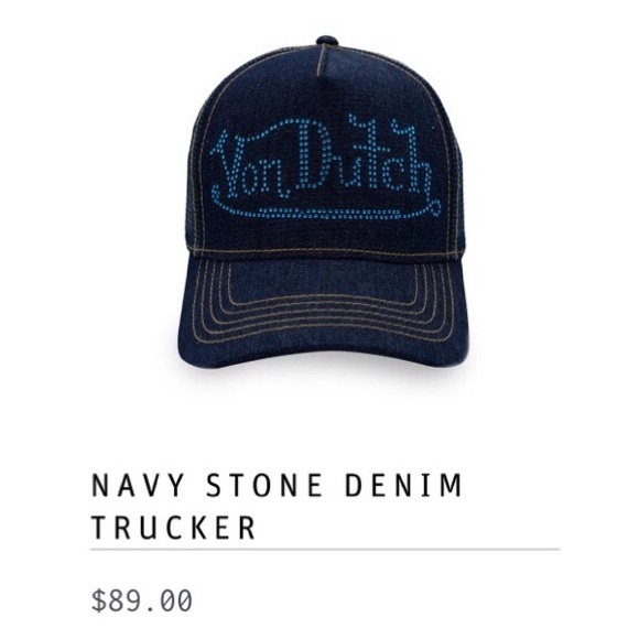 π§’ Von Dutch Rhinestone Denim Trucker Hat πβ¨NWOT - Picture 3 of 3